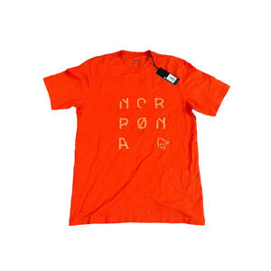 NEW Norrona Orange Slant Logo Mens Large S/S Shirt NWT